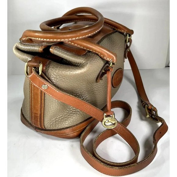 Dooney & Bourke Vintage Beige Leather Satchel Doctor Shoulder Bag- Distressed - Picture 5 of 12